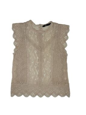 Zara Beige Lace Sleeveless Top Unlined Size XS